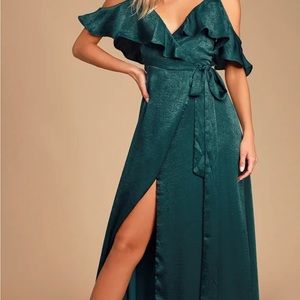 NWT! LULU’s Satin Wrap Maxi Dress